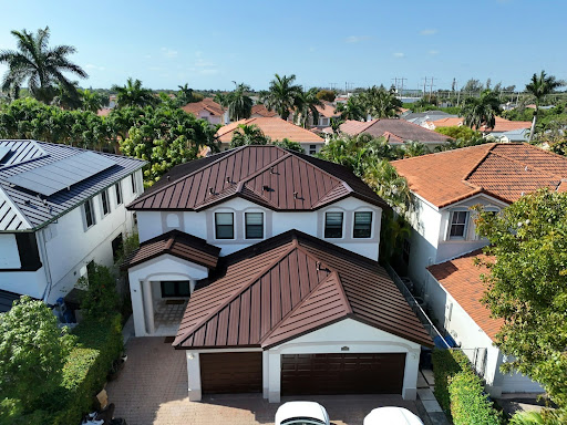Aerial view of luxury homes featured in a real estate showcase at the Home Design and Remodeling Show.